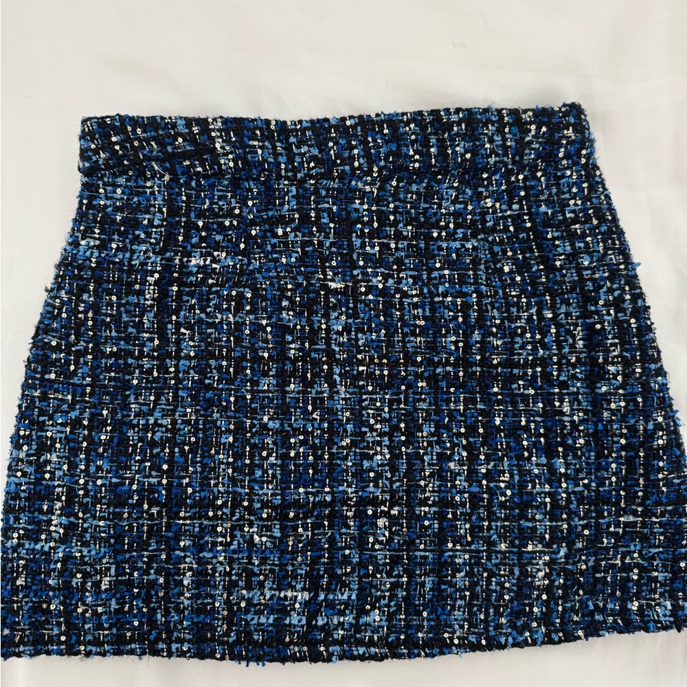 Elegant Blue Tweed Skirt